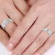 0.18 Carat Raised Center 6mm His and 4mm Hers Diamond Wedding Ring Set