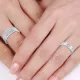 0.15 Carat Flat Modern 6mm His and 4mm Hers Diamond Wedding Ring Set