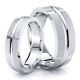 Contemporary Beveled Matching 7mm His and 5mm Hers Wedding Band Set
