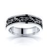 Ayla Solid 6.5mm Floral Mens Wedding Ring