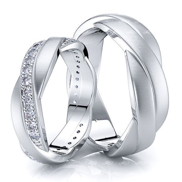 Solid 066 Carat 6mm Fancy Designer His and Hers Diamond Wedding Band Set