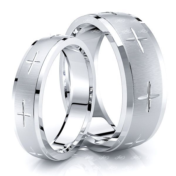 Bishilin Stainless Steel Bicolor Cross Wedding Ring Trio Sets for Him Size 10
