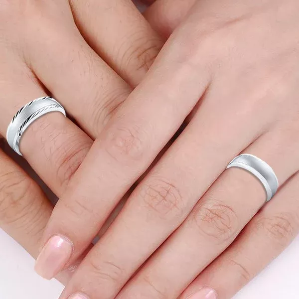 4.5 Gemini Groom & Bride Beveled Edge Matching Couple Wedding Anniversary Titanium Ring Set Width 8mm & 5mm Men Ring Size 12 Women Ring Size 