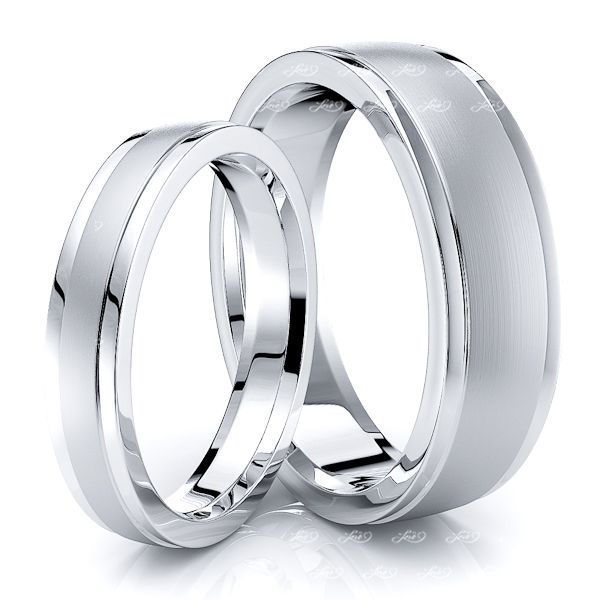HIS & HERS 6MM/4MM Titanium Matte Silver Comfort Fit Wedding Band TWO RING SET 