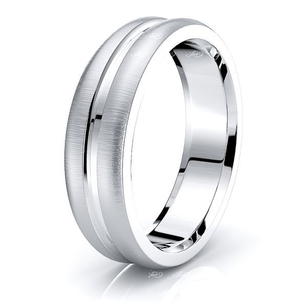 Solid 10k White Gold 6mm Flat with Step Edge Wedding Band 
