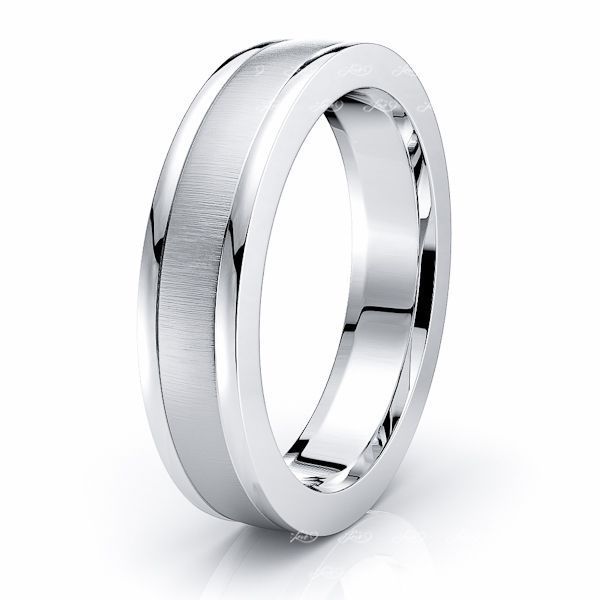Wedding Bands Classic Bands Domed Bands w/Edge Cobalt Satin and Polished 7mm Ridged Edge Band Size 13 