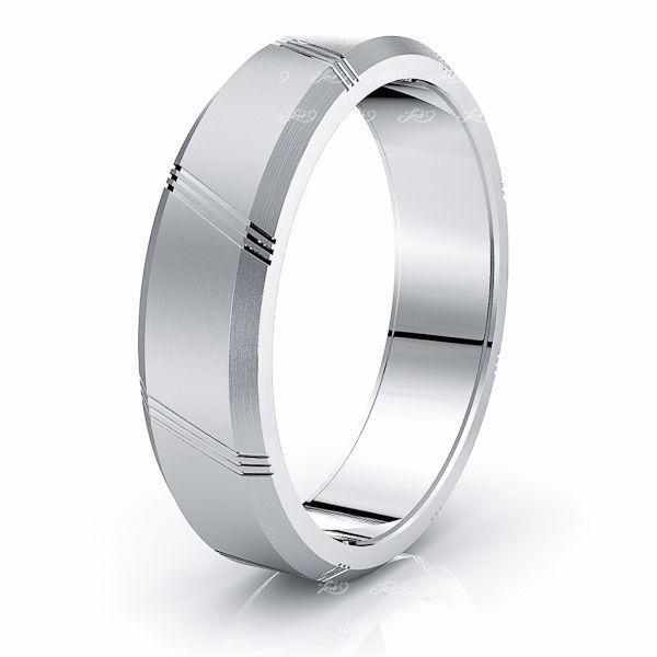 Solid 6mm Extravagant Diagonal Comfort Fit Wedding Ring