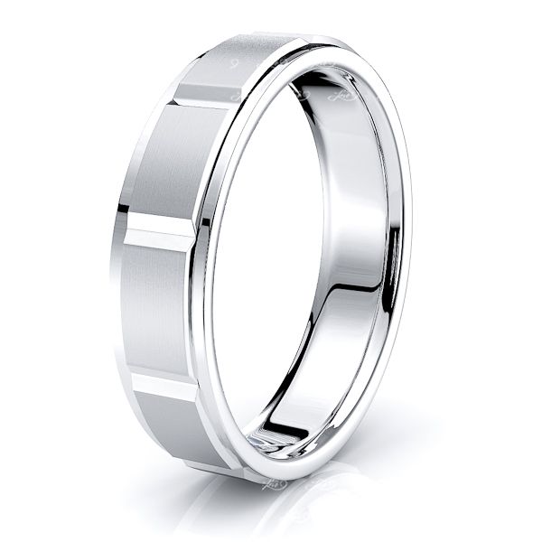 Solid 6mm Vertical V Cut Comfort Fit Wedding Ring