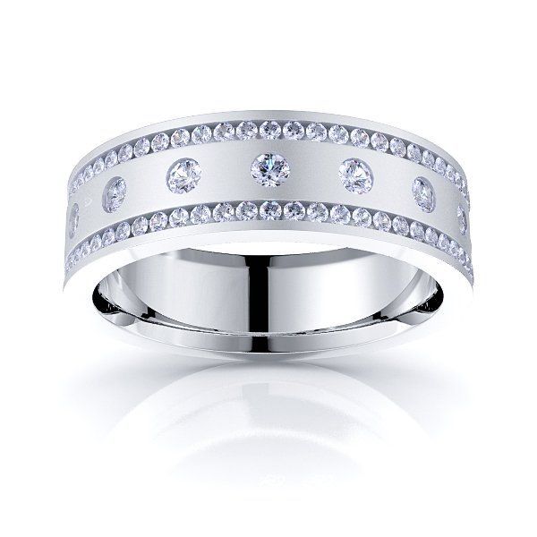 Solid 0.62 Carat Comfort Fit 6mm Stella Diamond Wedding Ring